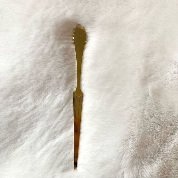 Elegant Vintage Gold Letter Opener with Mother of Pearl Shell Accent 6” Inches - Picture 4 of 6